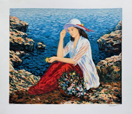 Igor Semeko LADY BY THE CLIFFSIDE Hand Signed Limited Edition Serigraph