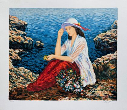 Igor Semeko LADY BY THE CLIFFSIDE Hand Signed Limited Edition Serigraph