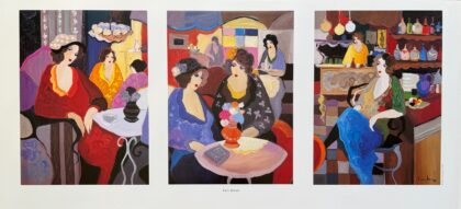 Itzchak Tarkay CAFE SELECT Facsimile Signed Triptych Lithograph