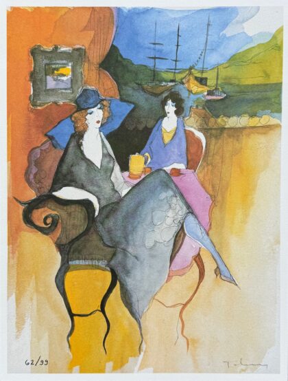 Itzchak Tarkay SOMBER MOMENT Facsimile Signed Limited Edition Original Lithograph