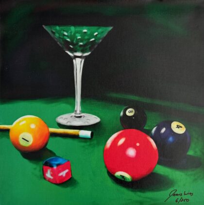 James Wing APPLE MARTINI BILLIARDS Hand Signed Limited Edition Giclee on Canvas