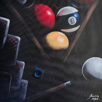 James Wing BLACK POKER BILLIARDS Hand Signed Limited Edition Giclee on Canvas