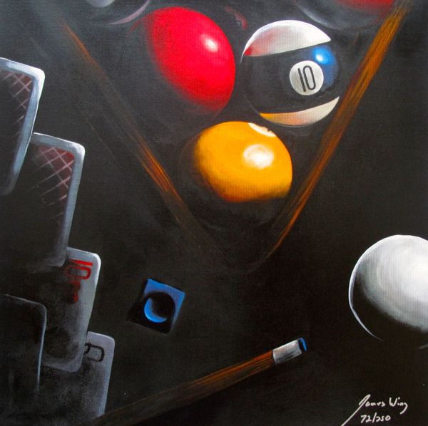 James Wing BLACK POKER BILLIARDS Hand Signed Limited Edition Giclee on Canvas