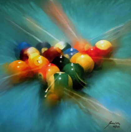 James Wing LIGHT BLUE BALL BREAK Hand Signed Limited Edition Giclee on Canvas