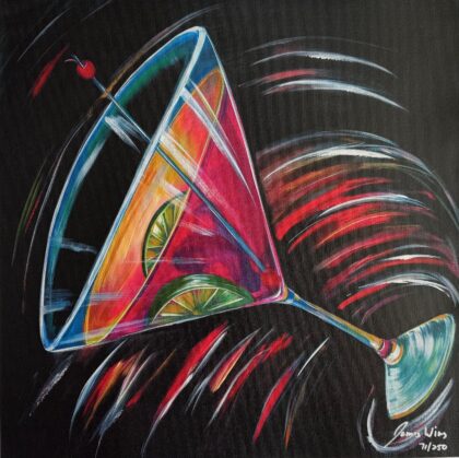 James Wing COSMO MARTINI Hand Signed Giclee Art on Canvas