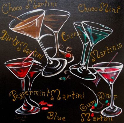 James Wing COSMOPOLITAN MARTINI Hand Signed Limited Edition Giclee on Canvas