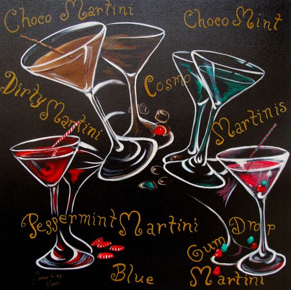 James Wing COSMOPOLITAN MARTINI Hand Signed Limited Edition Giclee on Canvas