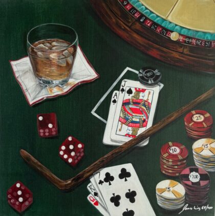 James Wing APPLE MARTINI BILLIARDS Hand Signed Limited Edition Giclee on Canvas