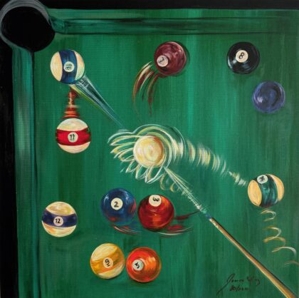 James Wing GREEN BILLIARDS Hand Signed Limited Edition Giclee on Canvas