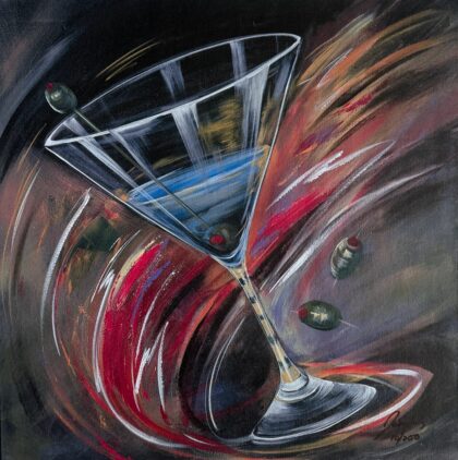 James Wing SWIRL MARTINI Hand Signed Limited Edition Giclee on Canvas