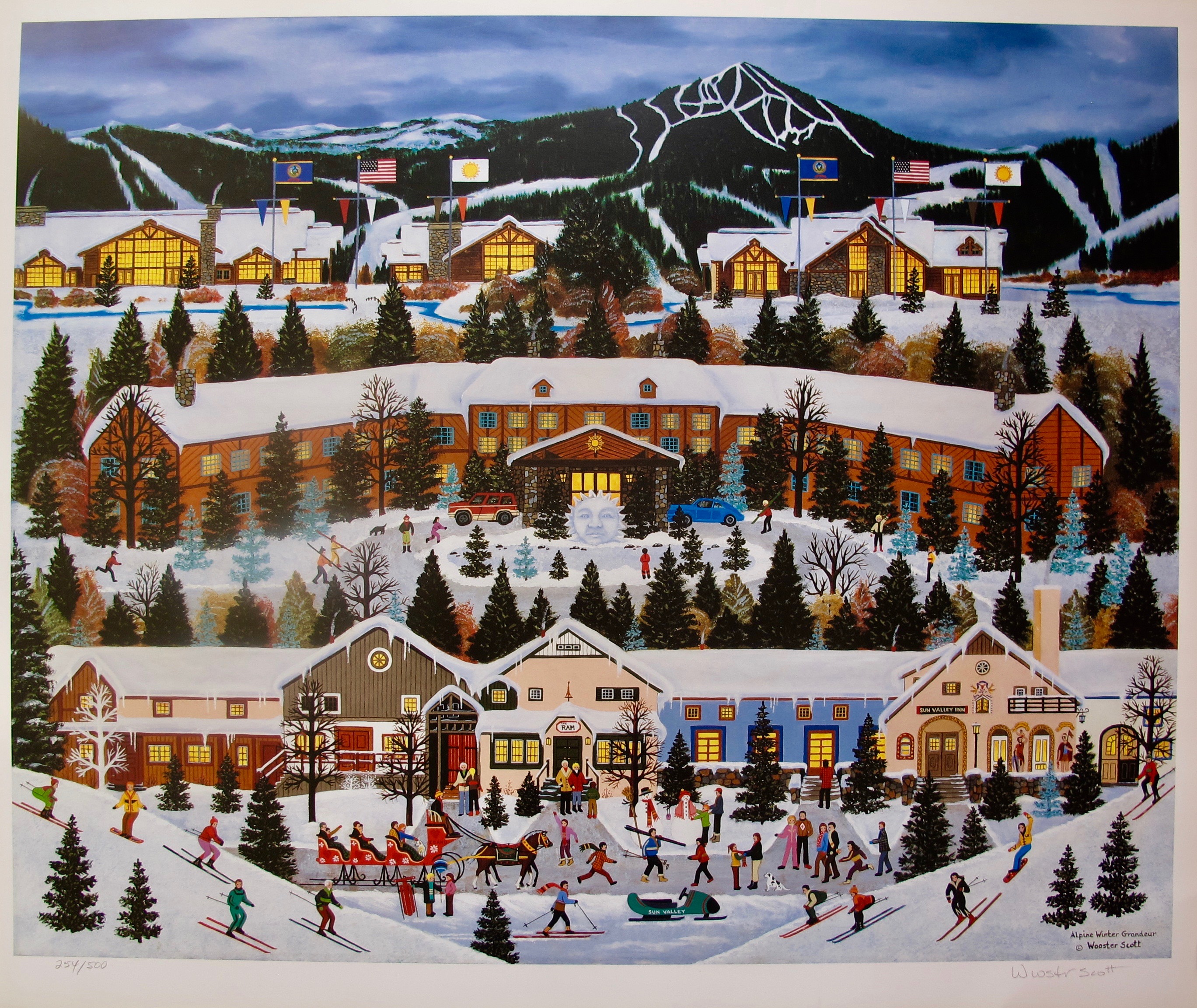 Jane Wooster Scott ALPINE WINTER GRANDEUR Hand Signed Limited Edition Lithograph