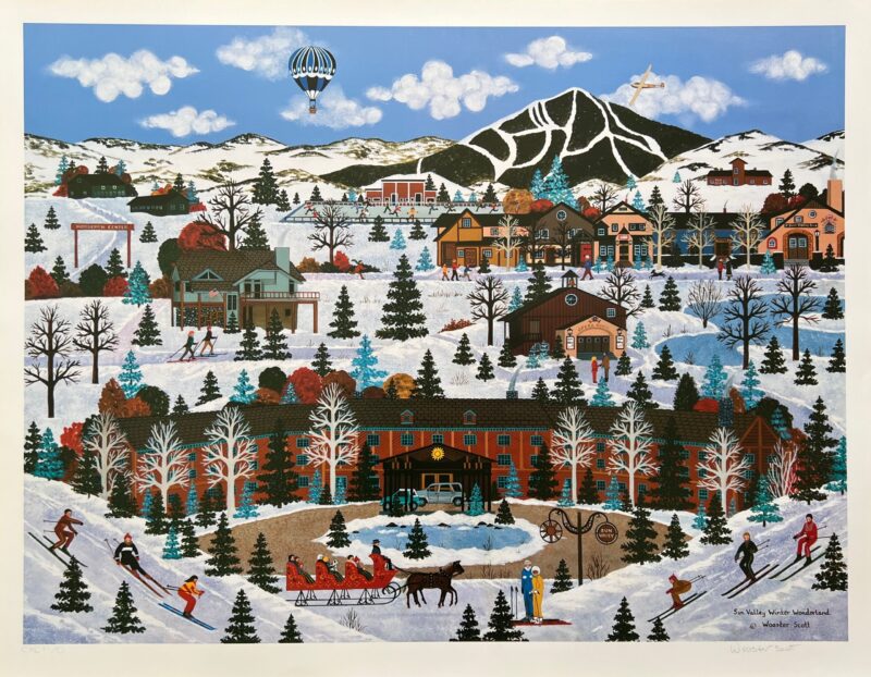 Jane Wooster Scott SUN VALLEY WINTER WONDERLAND Hand Signed Limited Edition Lithograph