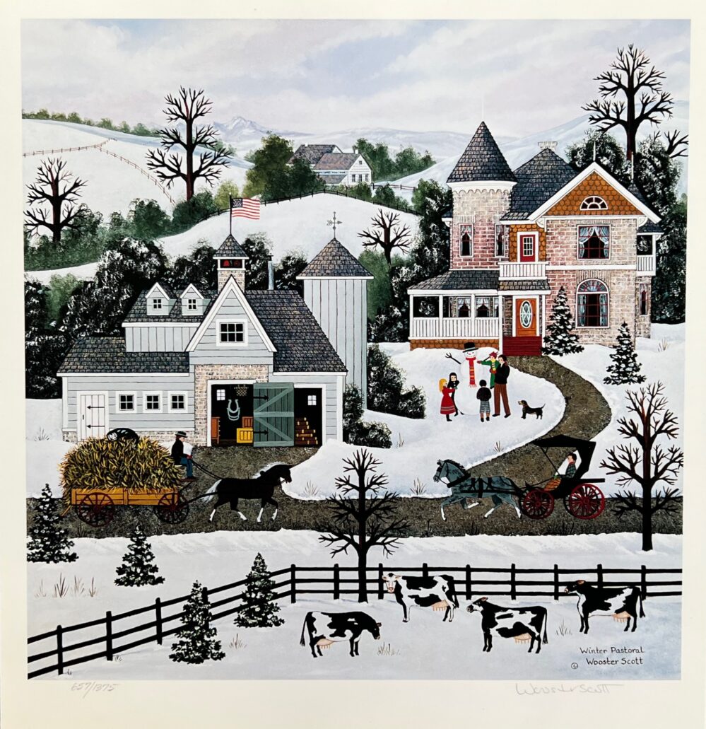 Jane Wooster Scott WINTER PASTORAL Hand Signed Limited Edition Lithograph