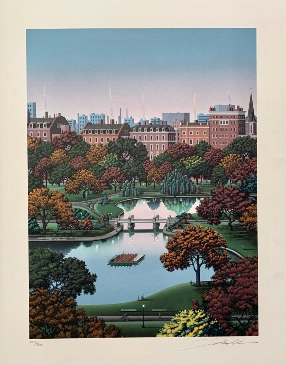 Jim Buckels BOSTON PUBLIC GARDEN Hand Signed Limited Edition Lithograph