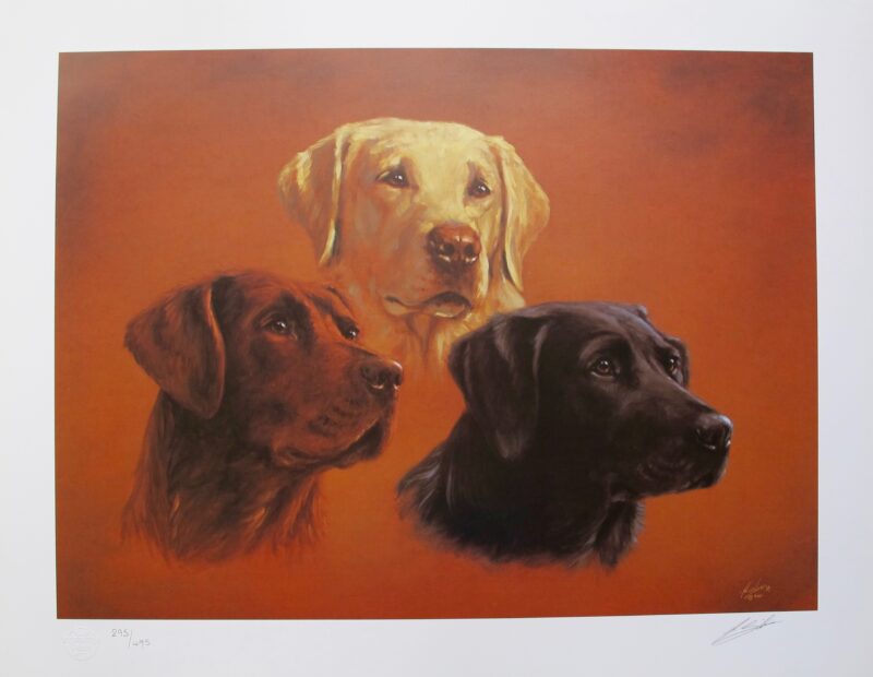 JOHN SILVER FAITH HOPE & CHARITY DOGS Hand Signed Limited Edition Art Lithograph