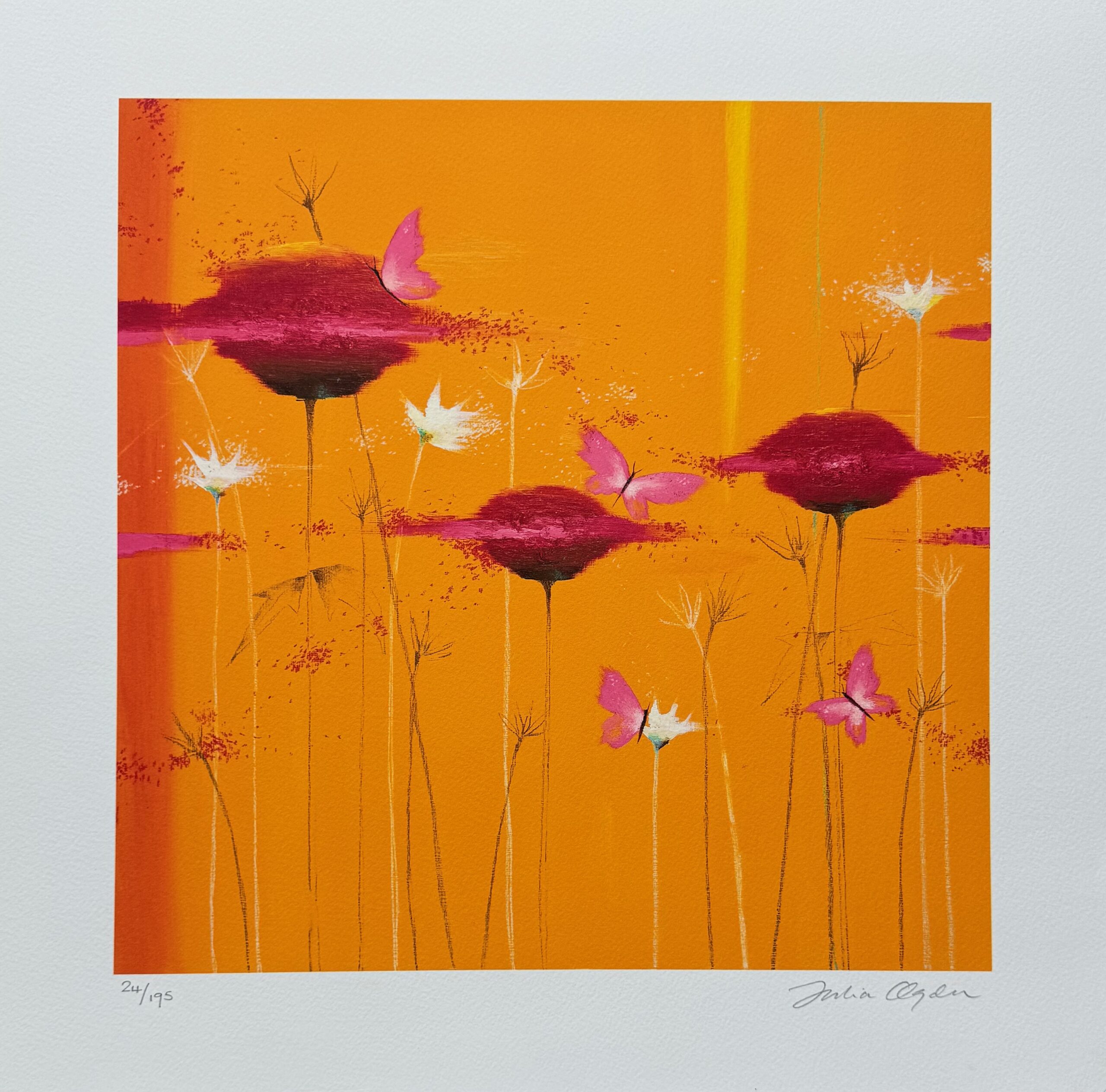 Julia Ogden PINK BLOSSOMS Hand Signed Limited Edition Giclee