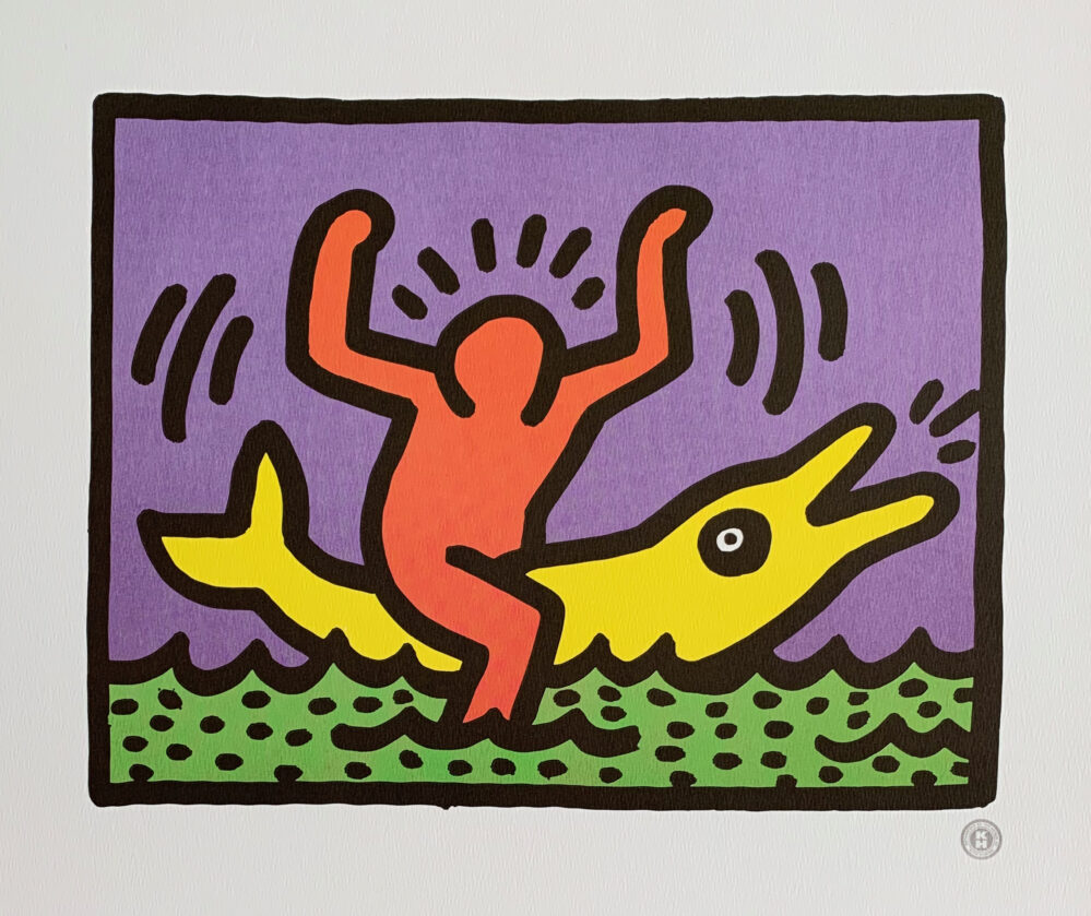 KEITH HARING Dolphin Rider Lithograph