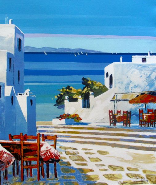 Kerfily MYKONOS III Hand Signed Serigraph on Canvas