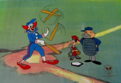 Bozo the Clown BOZO BASEBALL Animation Art Sericel