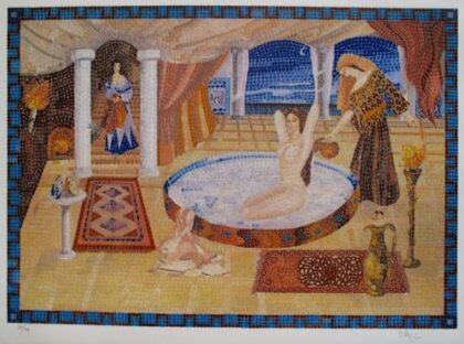 Irel CLEOPATRA'S MILK BATH Hand Signed Limited Edition Etching