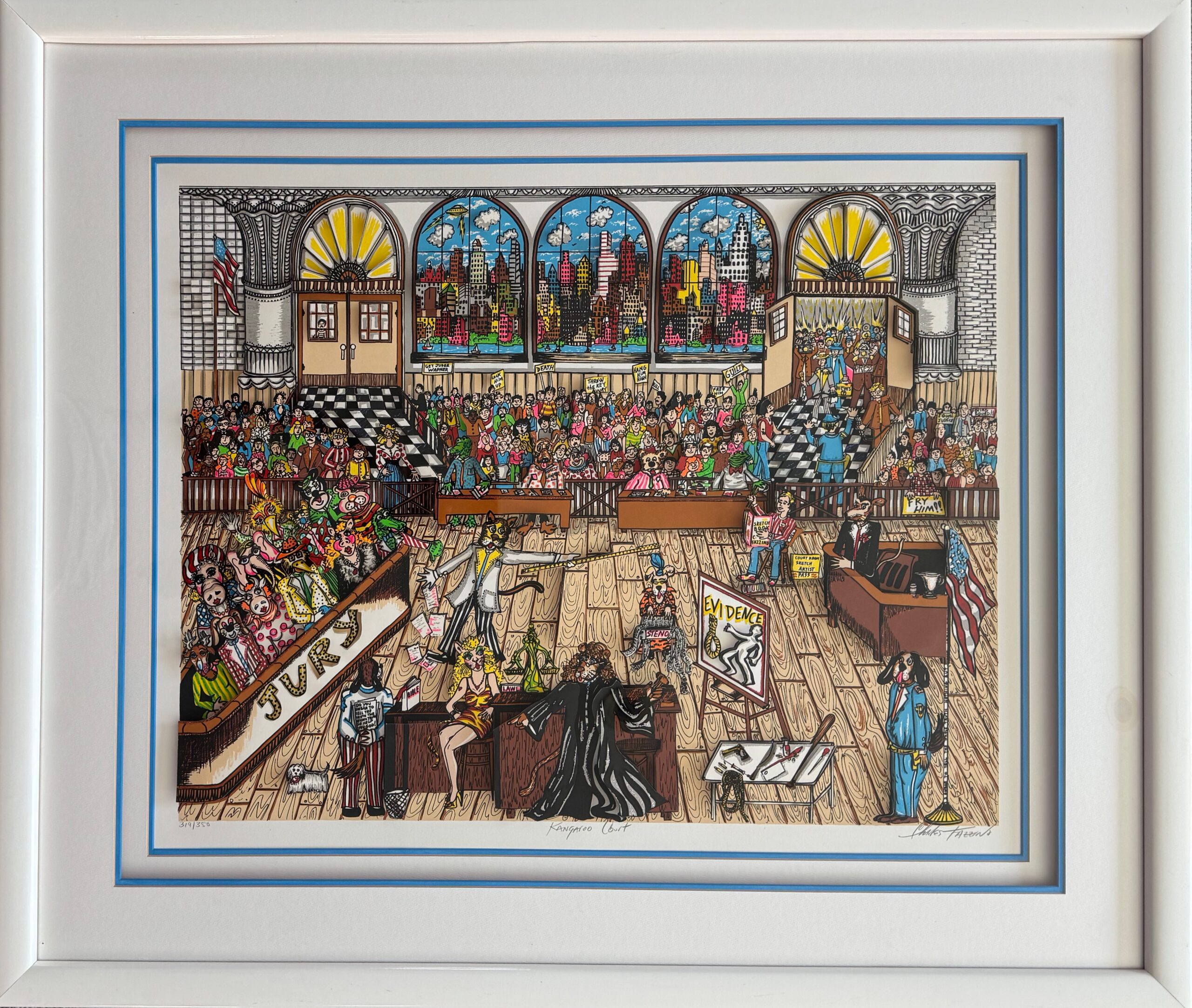 Charles Fazzino KANGAROO COURT Hand Signed Framed 3-D Serigraph