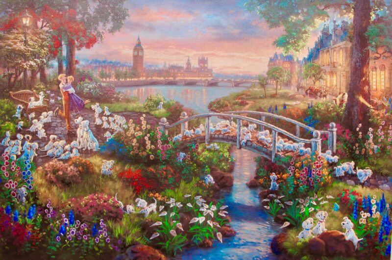 THOMAS KINKADE 101 Dalmatians Giclee on Canvas