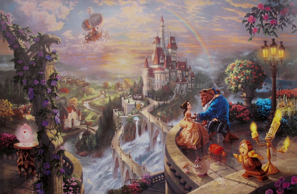 THOMAS KINKADE Beauty and the Beast Giclee on Canvas