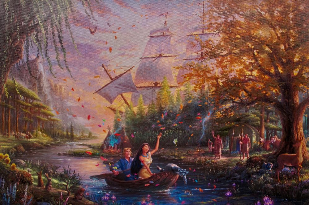 THOMAS KINKADE Pocahontas Giclee on Canvas