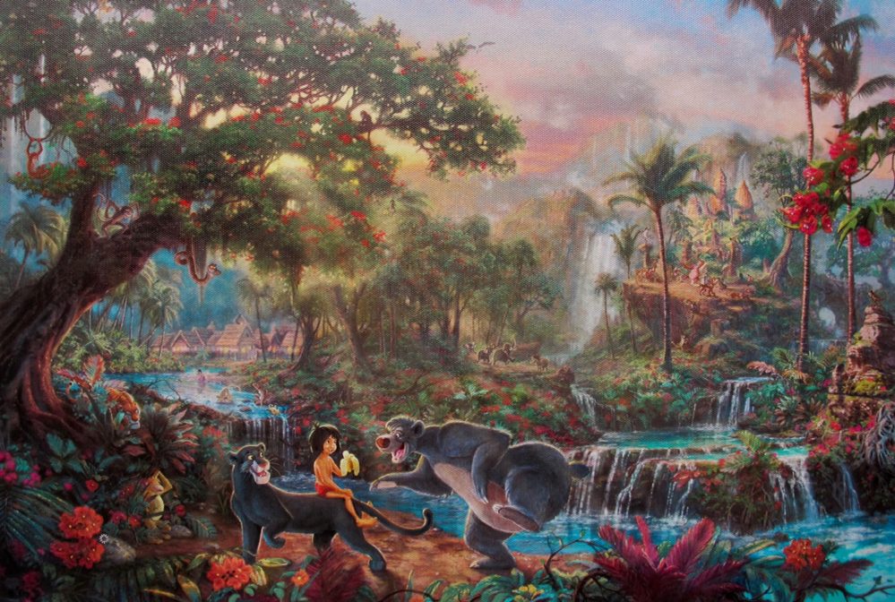 THOMAS KINKADE The Jungle Book Giclee on Canvas
