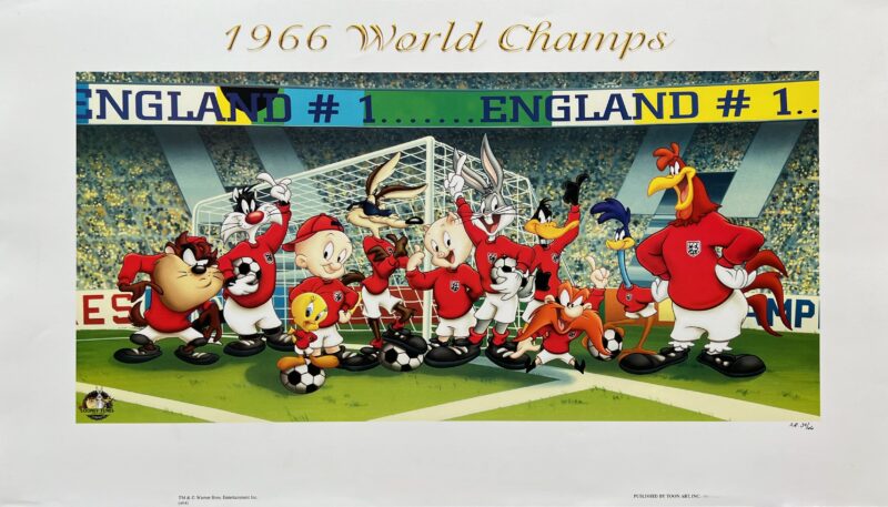 LOONEY TUNES 1966 Soccer World Champs England Art Lithograph