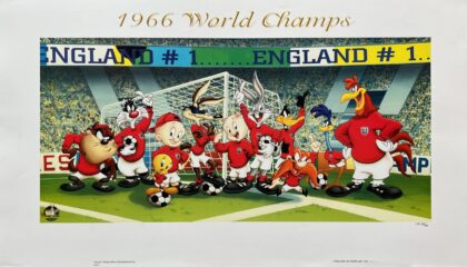 LOONEY TUNES 1966 Soccer World Champs England Art Lithograph