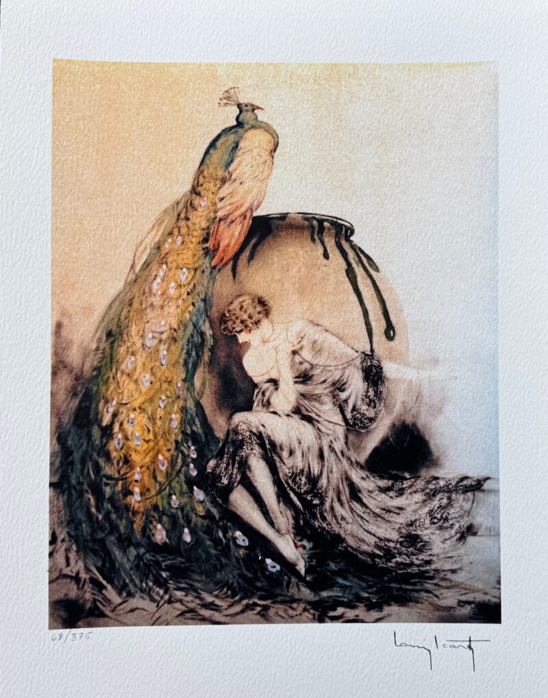 Louis Icart PEACOCK Facsimile Signed Limited Edition Giclee 16" x 12"