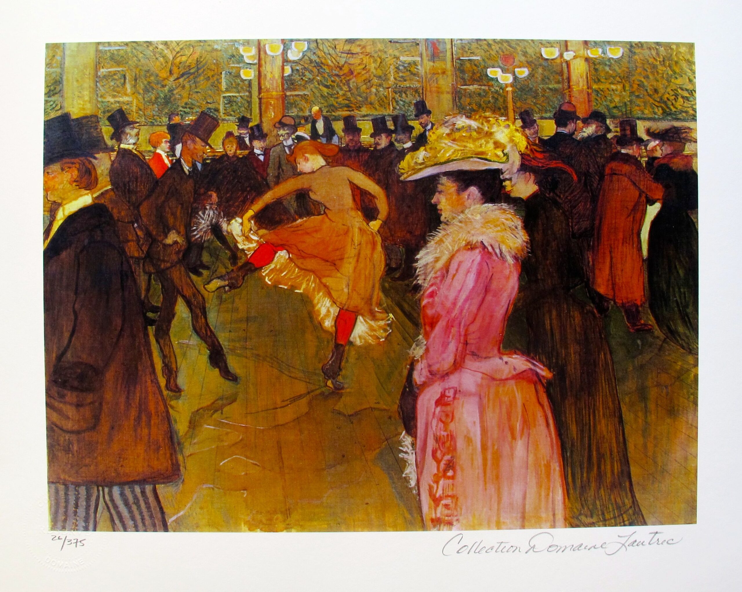 Henri Toulouse Lautrec CABARET DANCE AT THE MOULIN ROUGE Estate Signed Small Giclee