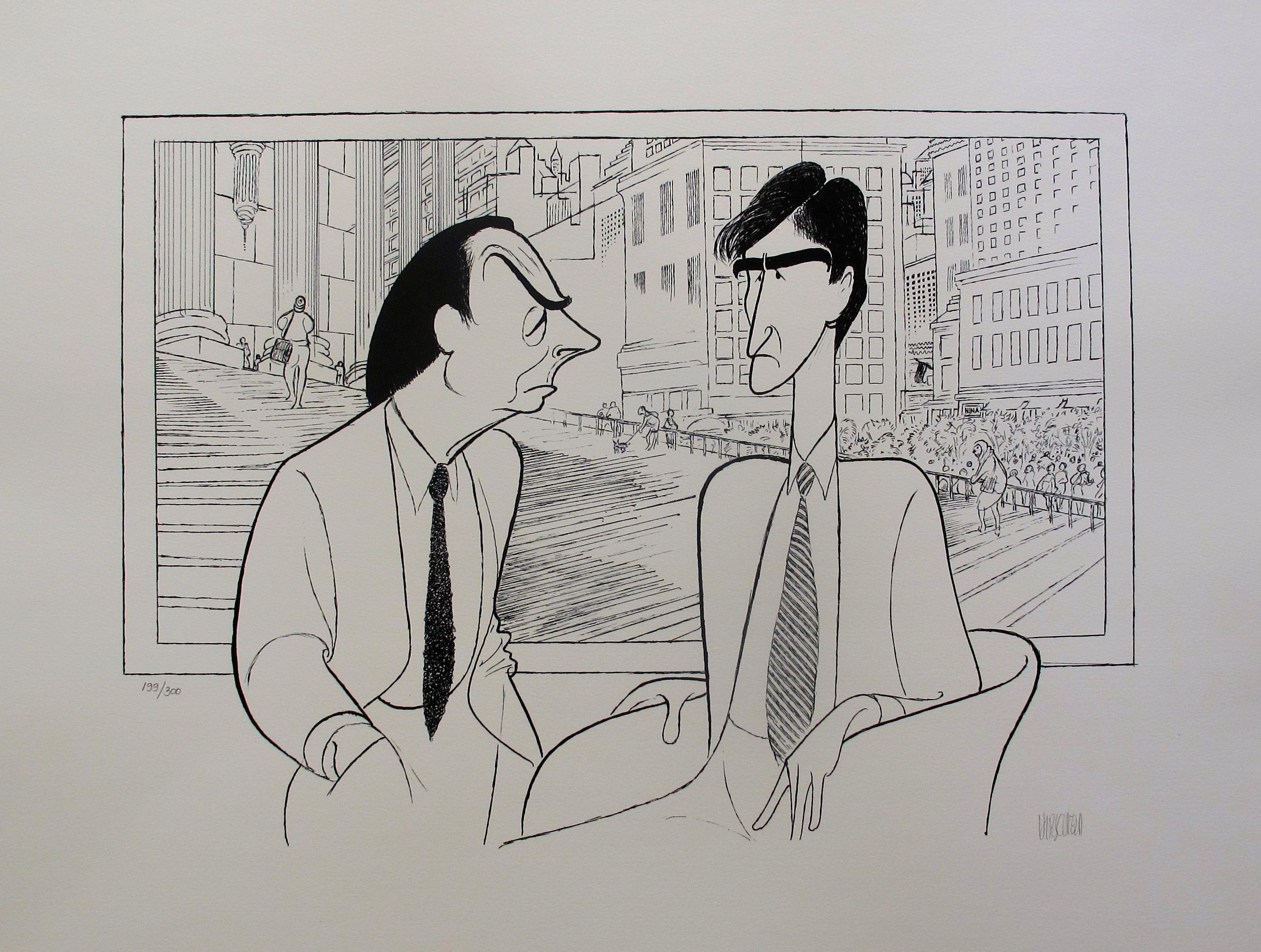 AL HIRSCHFELD "LAW & ORDER" Hand Signed Lithograph Jerry Orbach & Sam Waterston