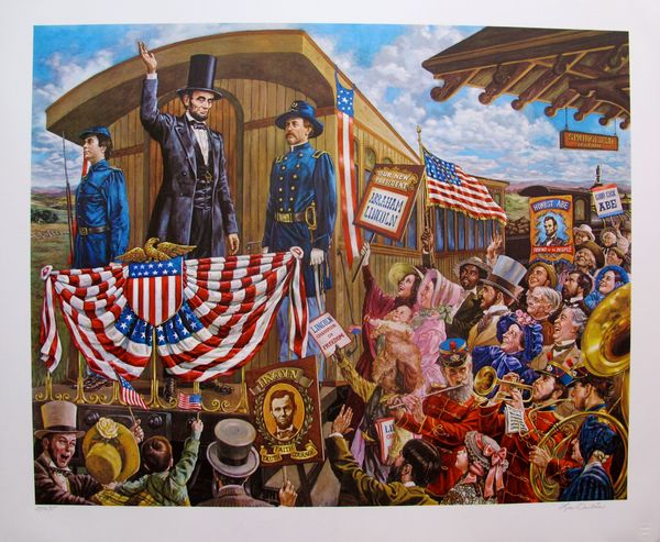 Lee Dubin LINCOLN GOES TO WASHINGTON Hand Signed Lithograph
