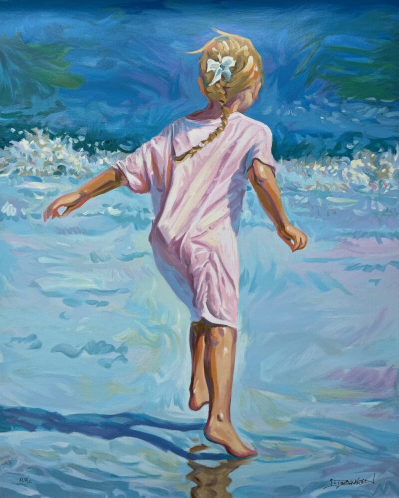 Lindsay Dawson BEACH GIRL Hand Signed Serigraph on Canvas