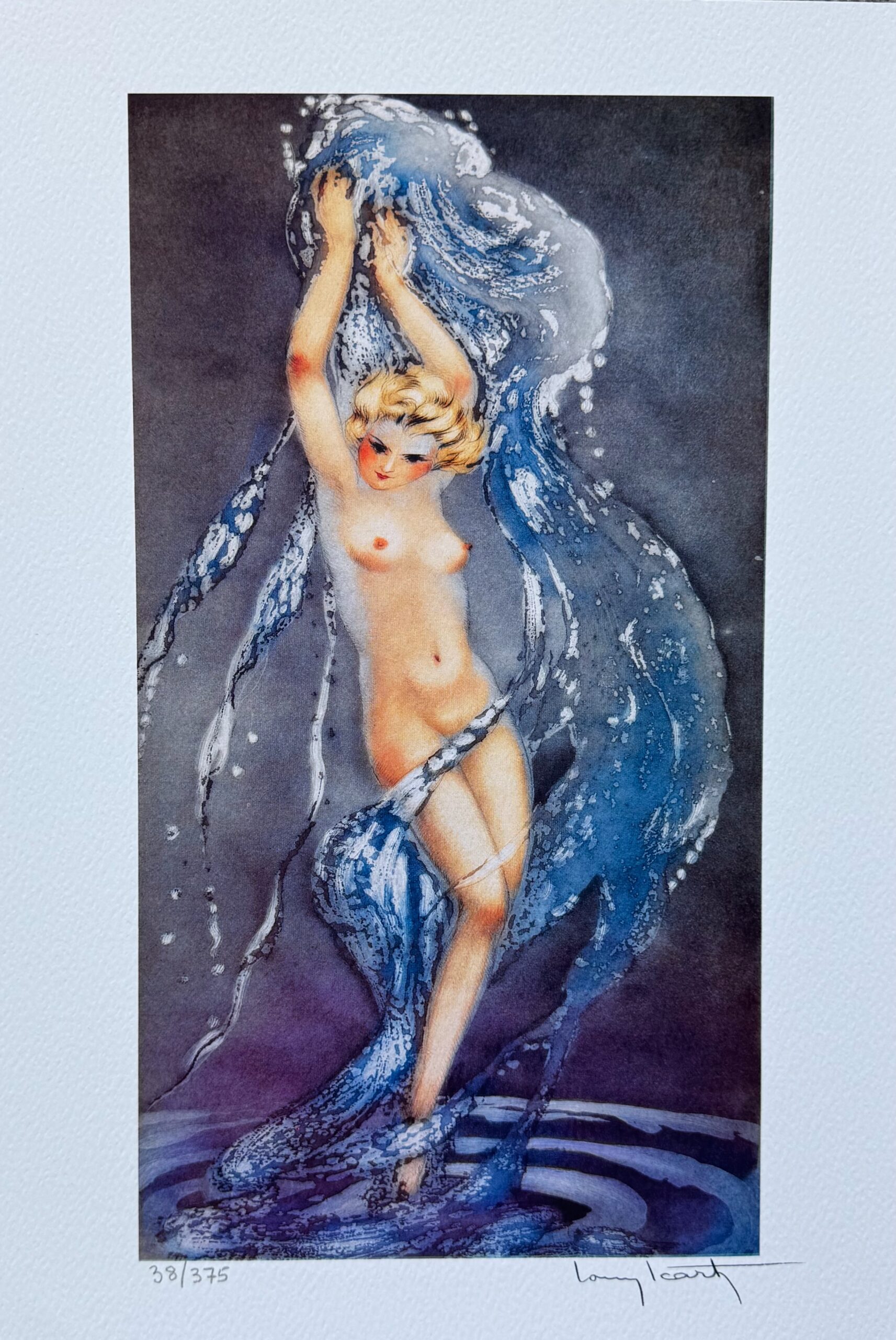 Louis Icart FOUNTAIN Facsimile Signed Limited Edition Giclee Art 16 x 12
