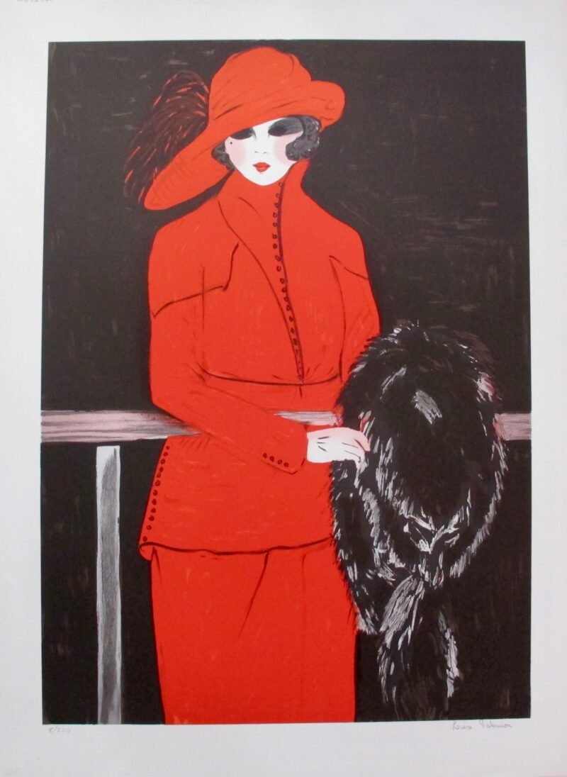 LOUISE SALOMON La Belle En Rouge Hand Signed Limited Edition Lithograph