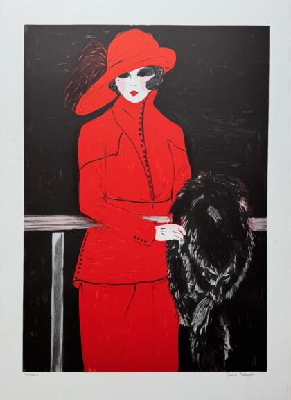 LOUISE SALOMON La Belle En Rouge Hand Signed Limited Edition Lithograph