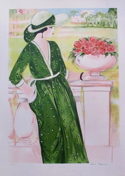 LOUISE SALOMON La Belle En Vert Hand Signed Limited Edition Lithograph