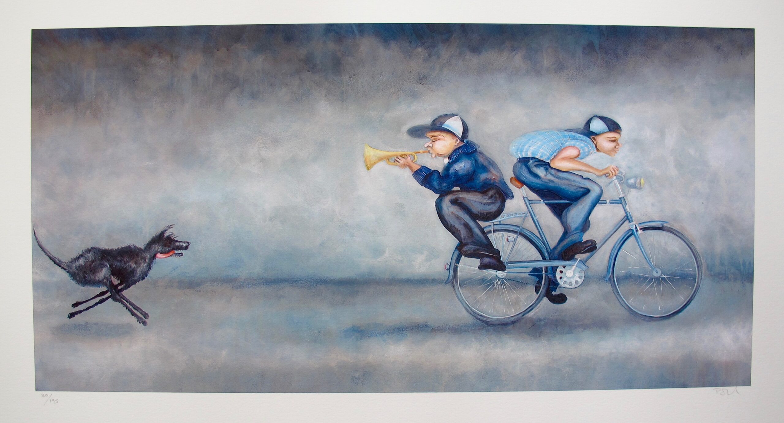 Lynn Poland SPARKY GIVES CHASE Hand Signed Limited Edition Giclee