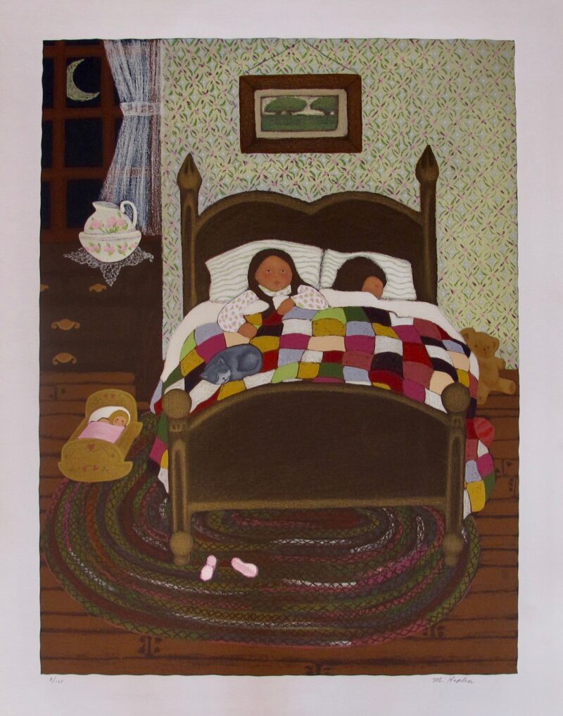 M. KAPLAN Native American Children Hand Signed Limited Edition Lithograph