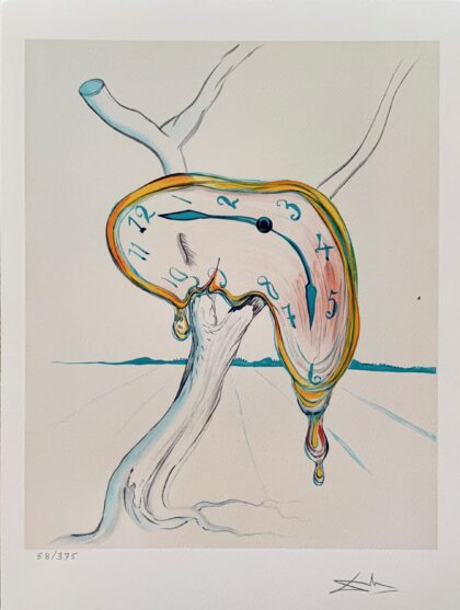 Salvador Dali MELTING CLOCK Facsimile Signed & Numbered Giclee 17" x 12"