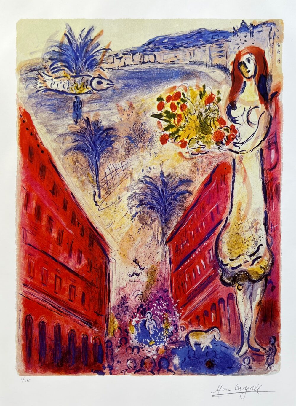 Marc Chagall AVE DE LA VICTIORE NICE Limited Edition Signed Giclee Art 30" x 22"