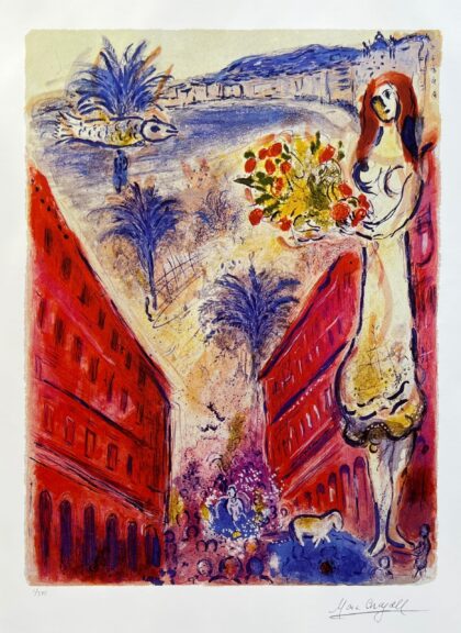 Marc Chagall AVE DE LA VICTIORE NICE Limited Edition Signed Giclee Art 30" x 22"