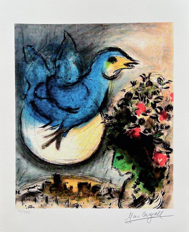 Marc Chagall BLUE BIRD Limited Edition Facsimile Signed Giclee 17" x 12"