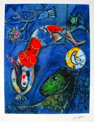 Marc Chagall BLUE CIRCUS Limited Edition Facsimile Signed Giclee 22