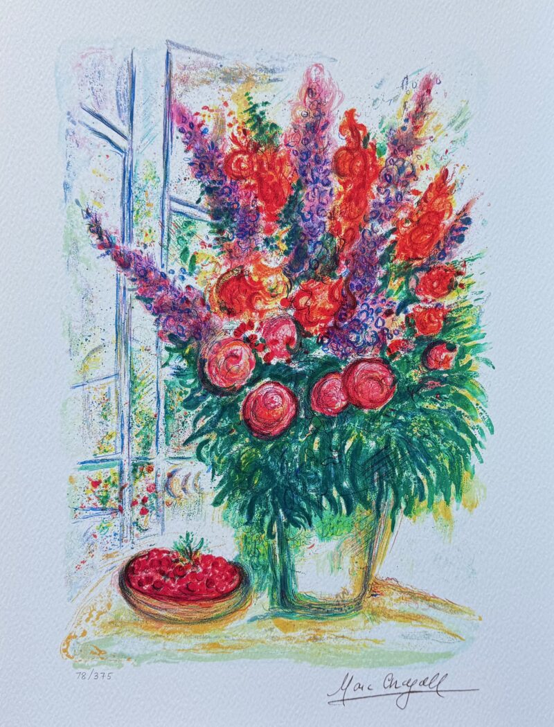 Marc Chagall BOUQUET & CHERRIES Limited Edition Facsimile Signed Giclee 17x12