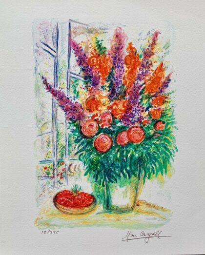 Marc Chagall BOUQUET WITH CHERRIES Limited Edition Signed Giclee Art 32" x 23"