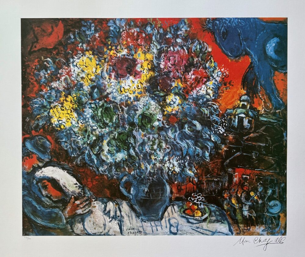 Marc Chagall BOUQUET DE FLEUR ET AMANTS Limited Edition Lithograph